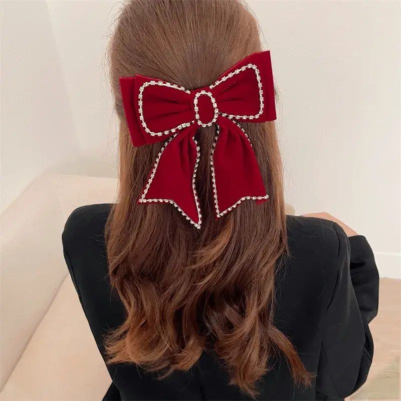 New Large Size Butterfly Knot Hair Clip Elegant Princess Back of Head Top Clip Sweet Fixed Spring Clip Professional Salon Partit