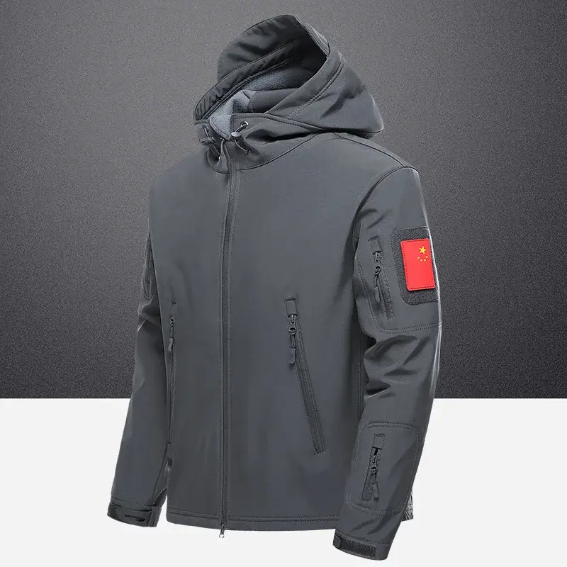 Tactical Cross-Border Men's Outdoor Fleece-Lined Camouflage Jacket Waterproof Hiking Climbing Jacket Wholesale Military Uniform