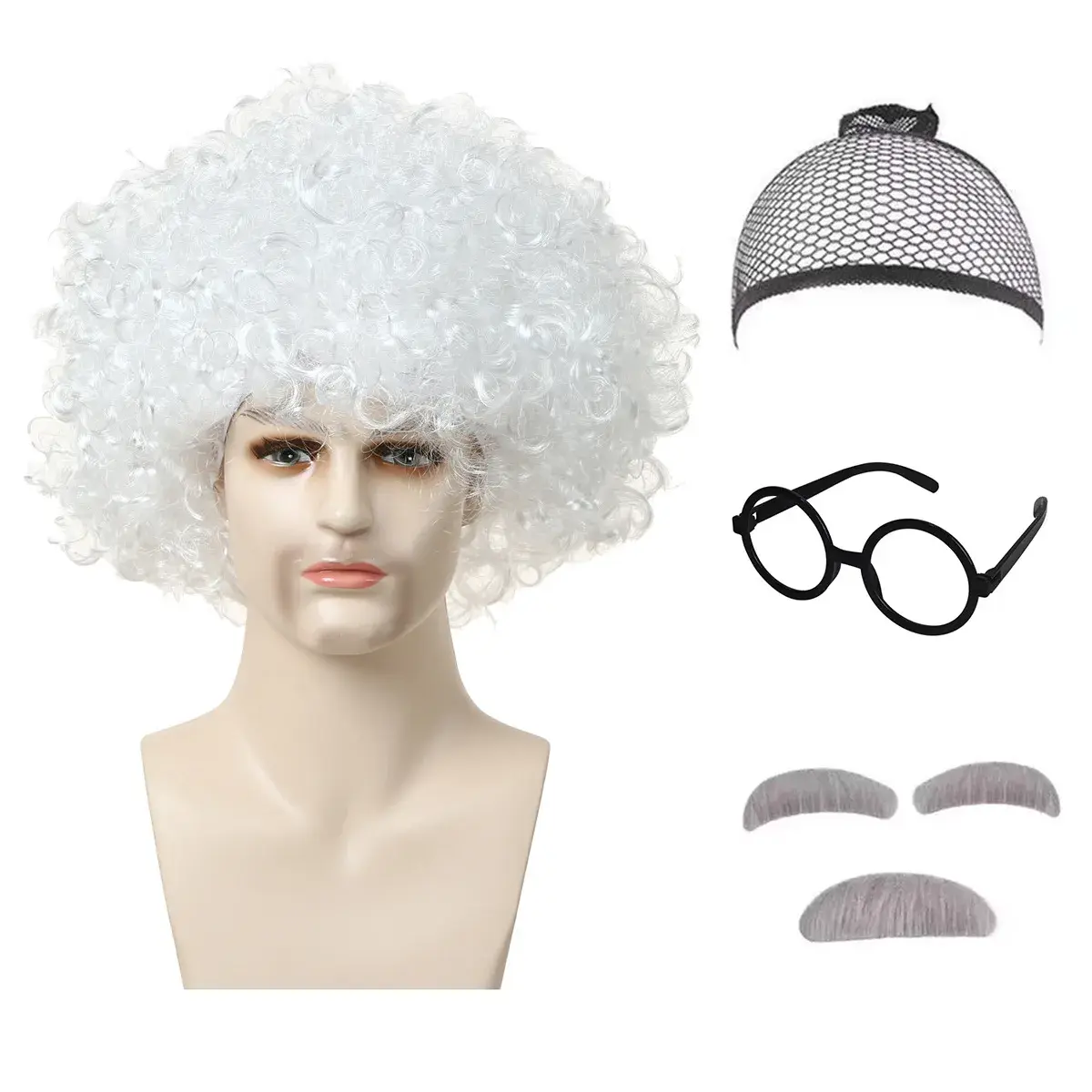 Einstein Style Explosive Hair Wig Realistic Adult Men's Stage Performance Props Professor Fake Hair Anime Reality Show Mechanism