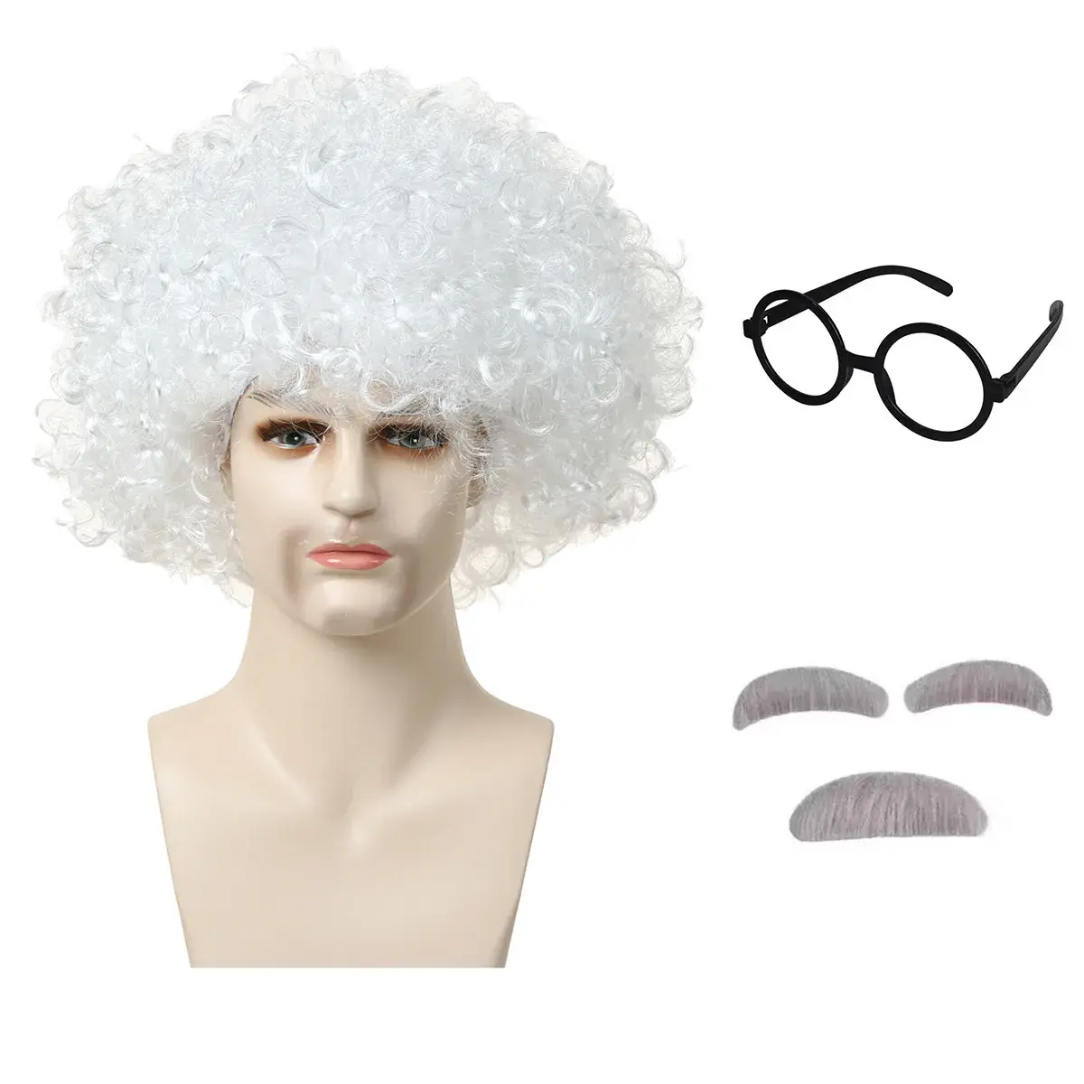 Einstein Style Explosive Hair Wig Realistic Adult Men's Stage Performance Props Professor Fake Hair Anime Reality Show Mechanism