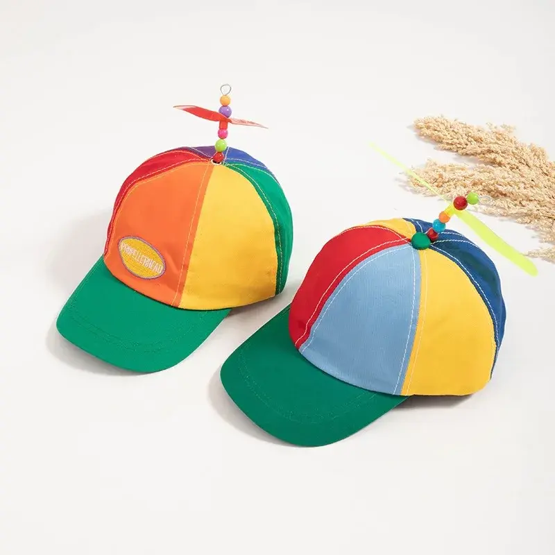 Boys And Girls Children's Helicopter Bamboo Dragonfly Baseball Cap Spring Autumn Kindergarten Parent-Child Windmill Hat Sunshade