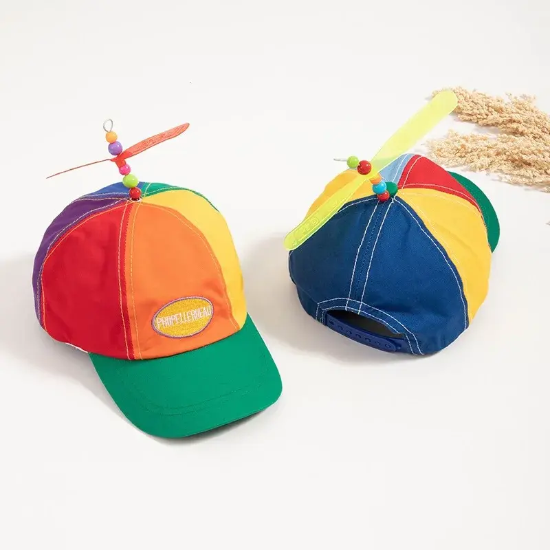 Boys And Girls Children's Helicopter Bamboo Dragonfly Baseball Cap Spring Autumn Kindergarten Parent-Child Windmill Hat Sunshade