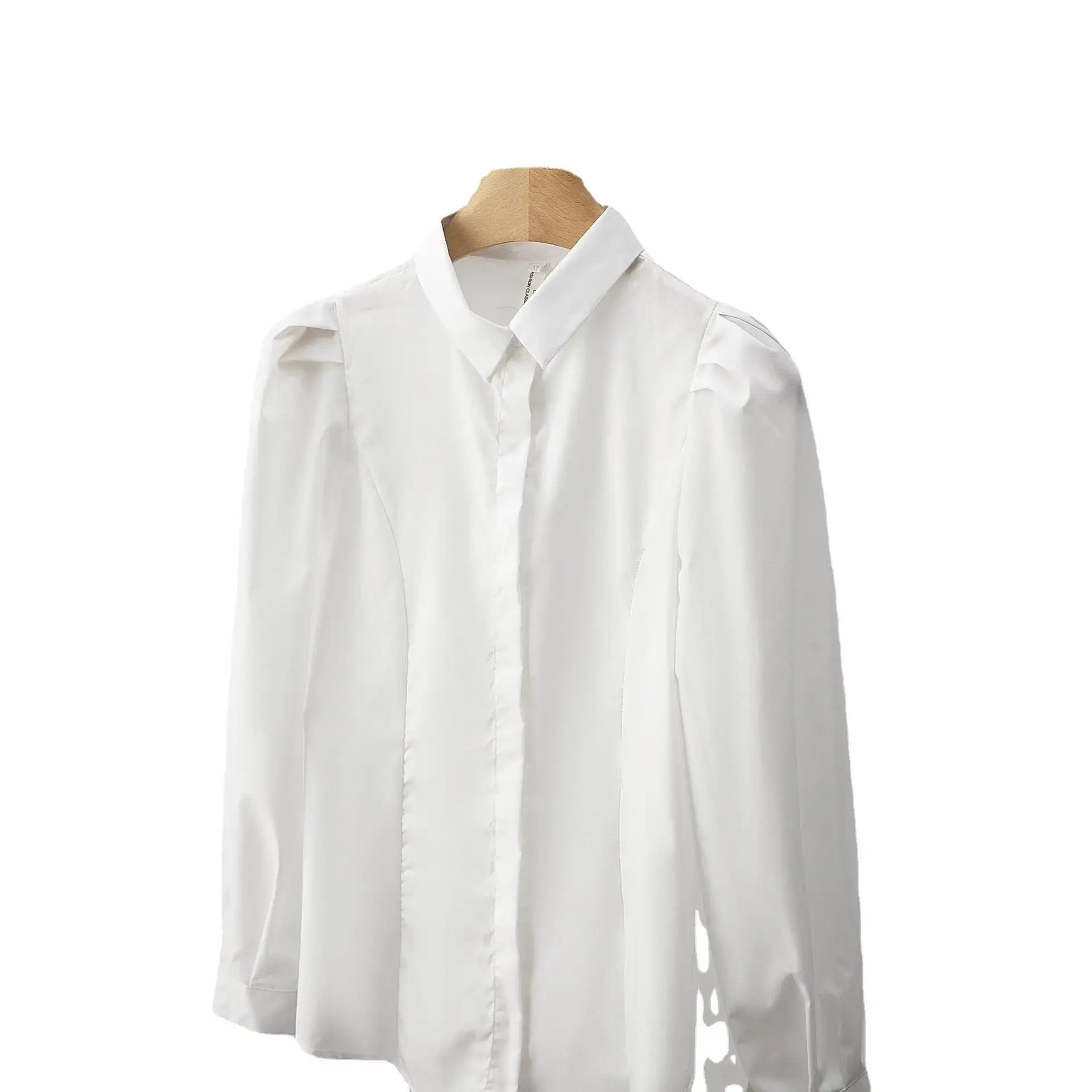 French Style Whiteshirt Women's Sensibility Design Niche Professional Shirt New Puff Sleeve Top For Spring Summer 2024