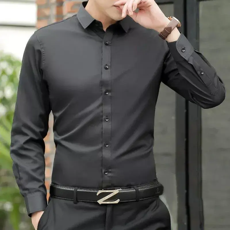 Men's Cheap International Trade Shirt Spring Autumn Slimming Business Professional Solid Color Long Sleeve White Collar Shirt