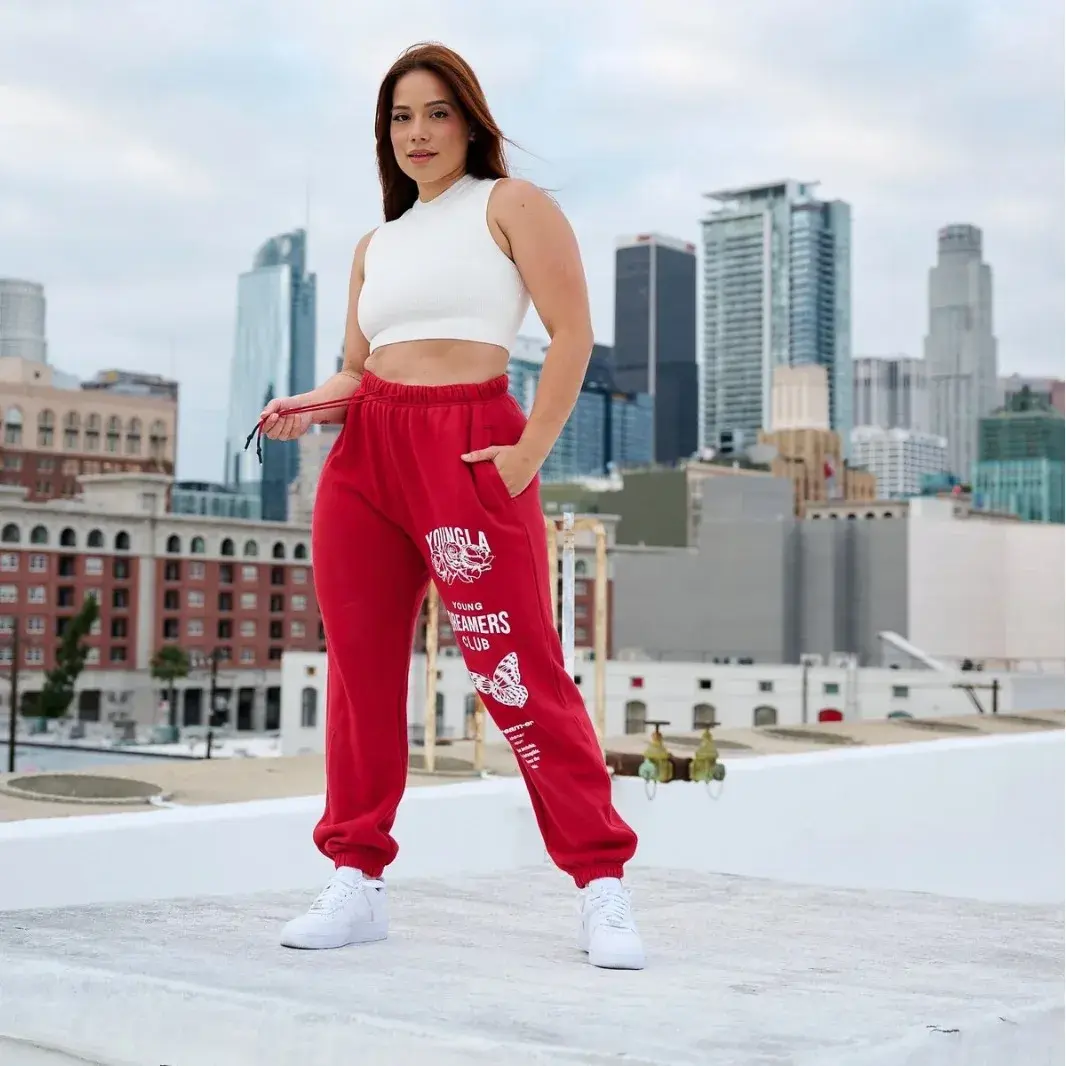 American Style YOUNG Butterfly Women's Jogging Pants Autumn/Winter Outdoor Sports Casual Fitness Cotton Bunch Feet Trousers