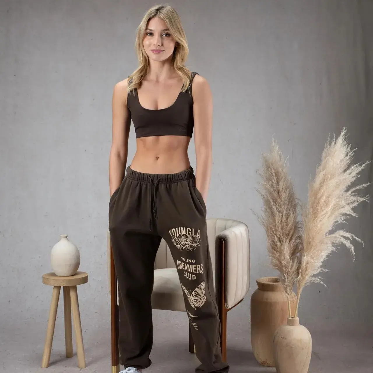 American Style YOUNG Butterfly Women's Jogging Pants Autumn/Winter Outdoor Sports Casual Fitness Cotton Bunch Feet Trousers