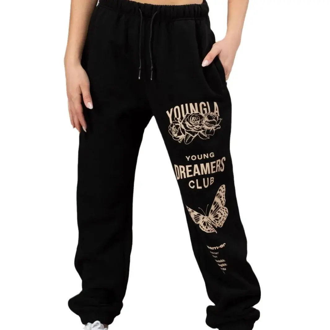 American Style YOUNG Butterfly Women's Jogging Pants Autumn/Winter Outdoor Sports Casual Fitness Cotton Bunch Feet Trousers