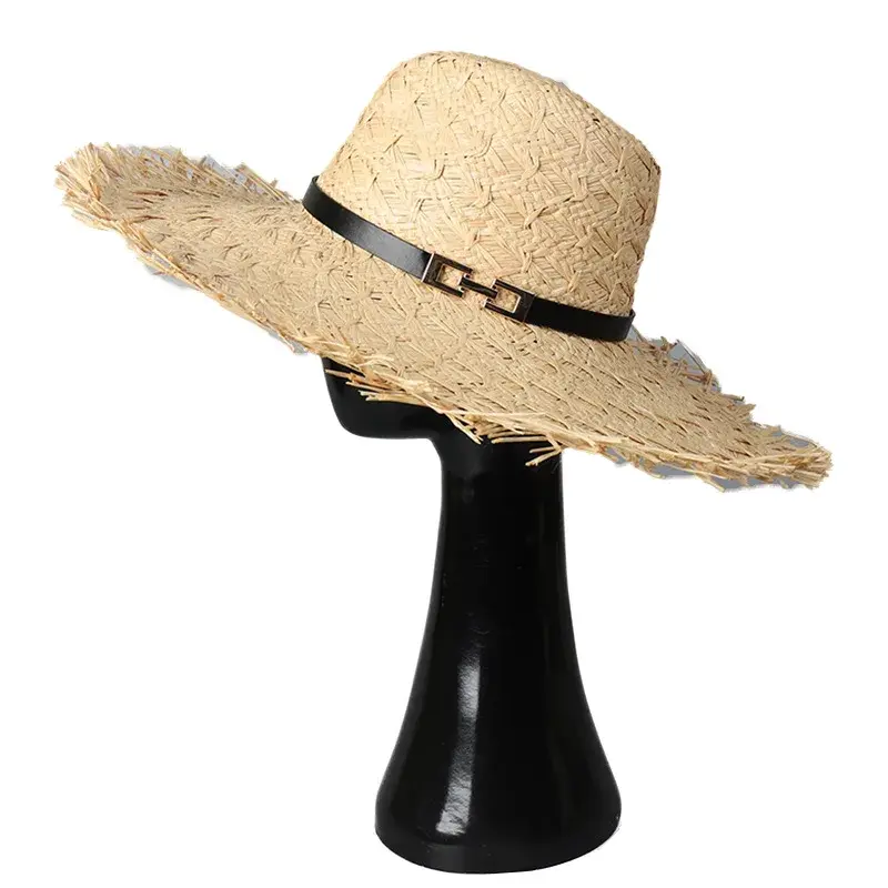 French Style Large Brim Straw Hat Jazz Style Holiday Beach Photo Shoot Location Caprese Straw Weaving Ladies Sun Hat
