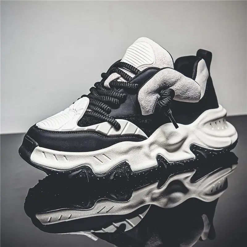 Breathable Motorcycle Boots Men's Thick Bottom Sports Shoes Korean Style Casual Street Bread Shoes Student Work Shoes Sunshine