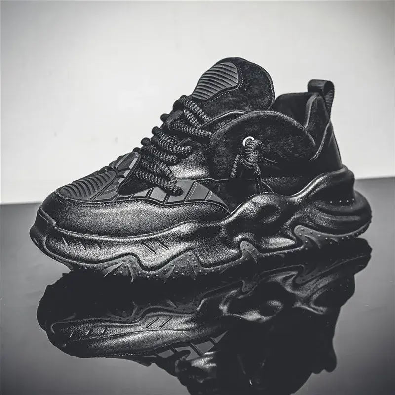 Breathable Motorcycle Boots Men's Thick Bottom Sports Shoes Korean Style Casual Street Bread Shoes Student Work Shoes Sunshine