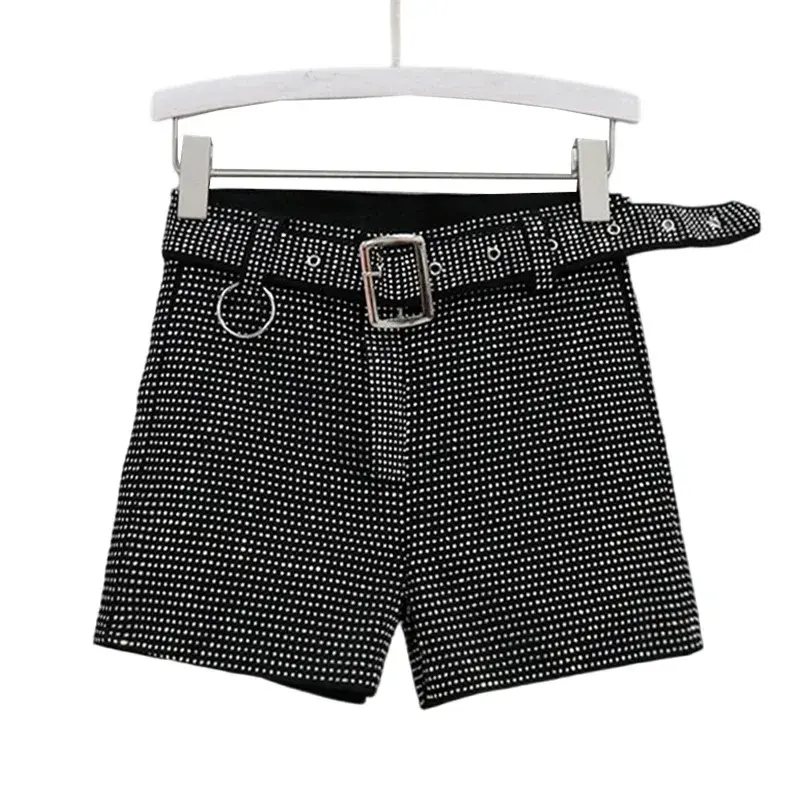 Full Diamond Women's Shorts Korean Style Fashionable Youthful Dopamine Colors High Waist Slimming Outerwear Cotton Blend Shorts