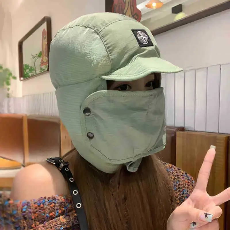 Japanese Style Down Cotton Leaf Fork Cap For Men And Women Thickened Ear Protection Outdoor Cycling Winter Warm Cotton Cap
