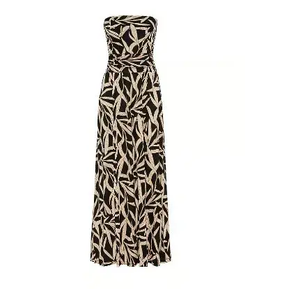 Fashionable Printed Women's Dress Spring Summer New Style High Quality Polyester Blend Fabric Mixed Print Elegant Gown