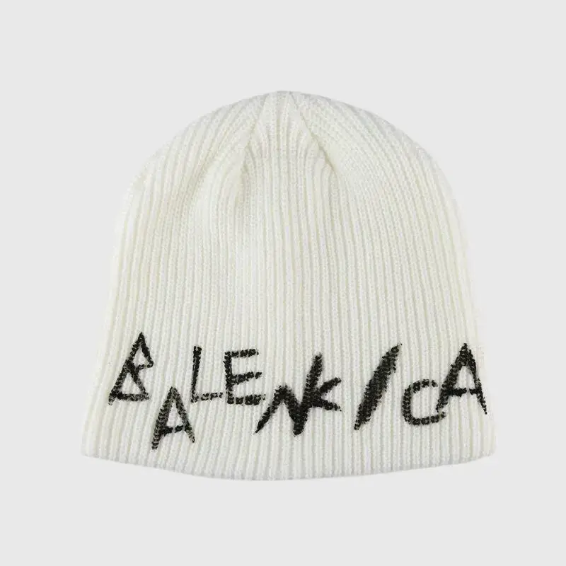 American Retro Letter Knitted Beanie Hat Women's Autumn Winter Warm Overhead Scarf Small Face Effect Yarn Wrapped Cold Hat