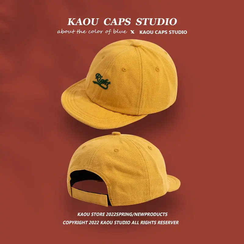 Retro Short Brim Embroidered Baseball Cap Soft Top Casual Parent-Child Trendy Brand Baseball Hat Spring Autumn Fashion