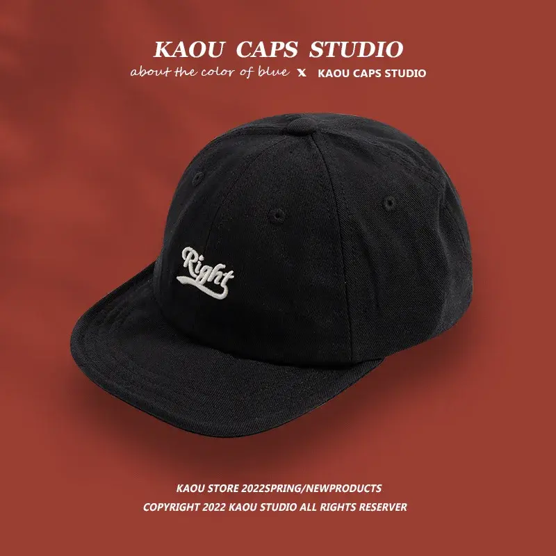 Retro Short Brim Embroidered Baseball Cap Soft Top Casual Parent-Child Trendy Brand Baseball Hat Spring Autumn Fashion
