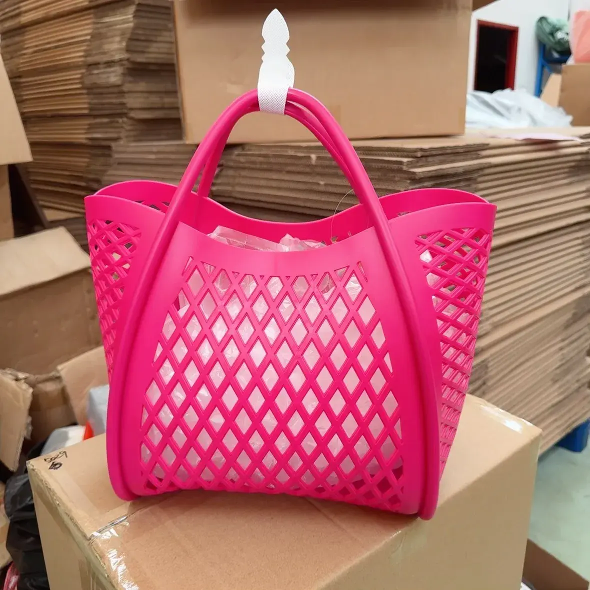 Silicone Hollow Out Handbag Basket PVC Beach Bag Shower Basket Picnic Storage Bag Motorcycle Equipment Accessories