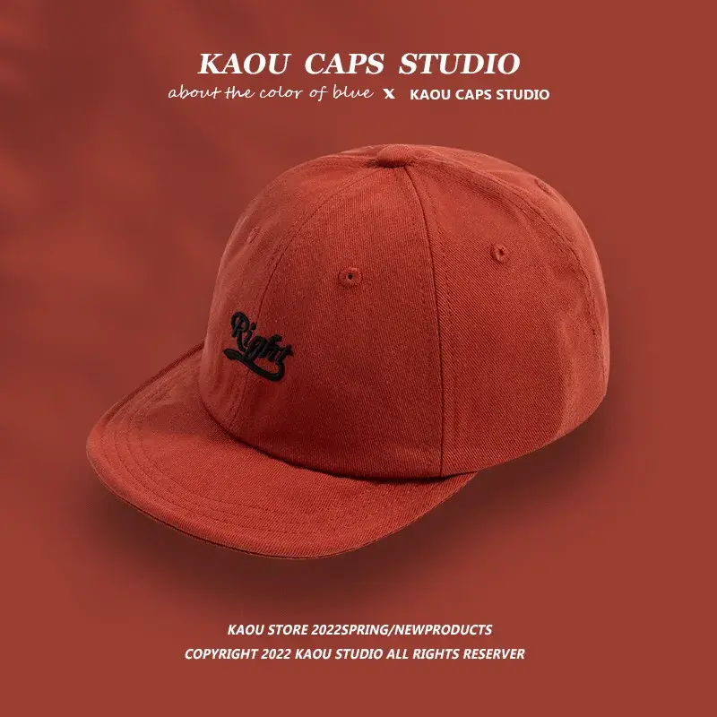 Retro Short Brim Embroidered Baseball Cap Soft Top Casual Parent-Child Trendy Brand Baseball Hat Spring Autumn Fashion