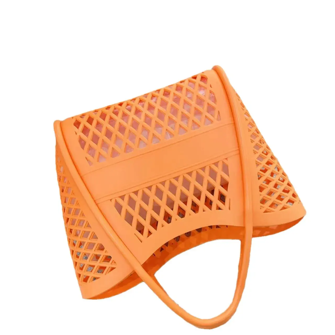 Silicone Hollow Out Handbag Basket PVC Beach Bag Shower Basket Picnic Storage Bag Motorcycle Equipment Accessories