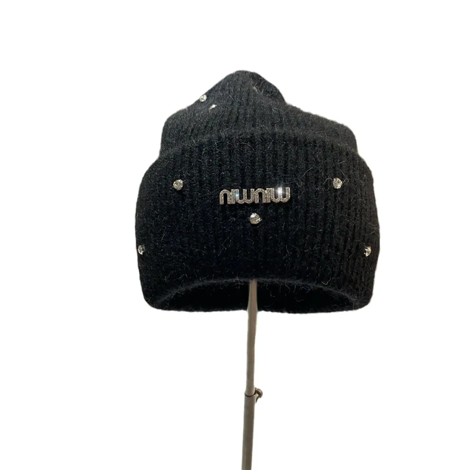 Winter Luxury Water Diamond Niche Rabbit Fur Knit Cap Korean Style Fashionable Sweet Fur Warm Ear Protective Cap For Motorcycles