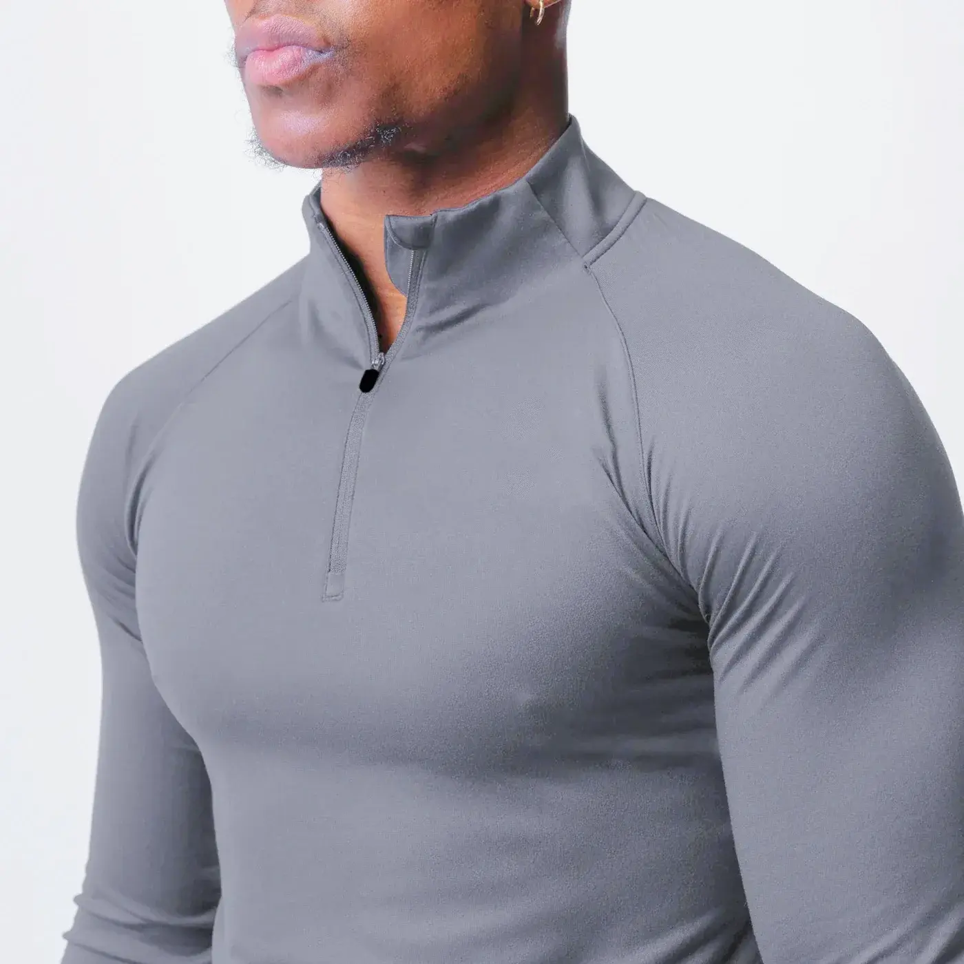New Arrival Autumn/Winter Men's Sports Fitness Quick Dry Polo/Turtle Neck Slim Fit Half Zip Long Sleeve T-Shirt For Running Base