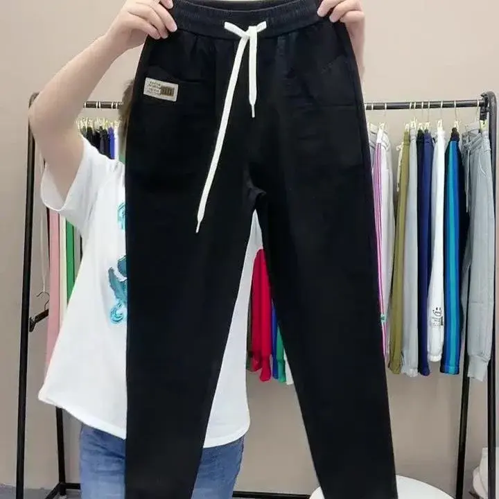 Spring Summer New Cotton Linen Harem Pants Women Casual Loose Versatile Slimming Nine Point Pants Fashionable Female Trousers