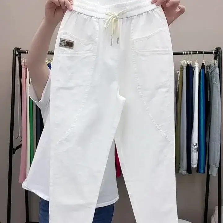 Spring Summer New Cotton Linen Harem Pants Women Casual Loose Versatile Slimming Nine Point Pants Fashionable Female Trousers