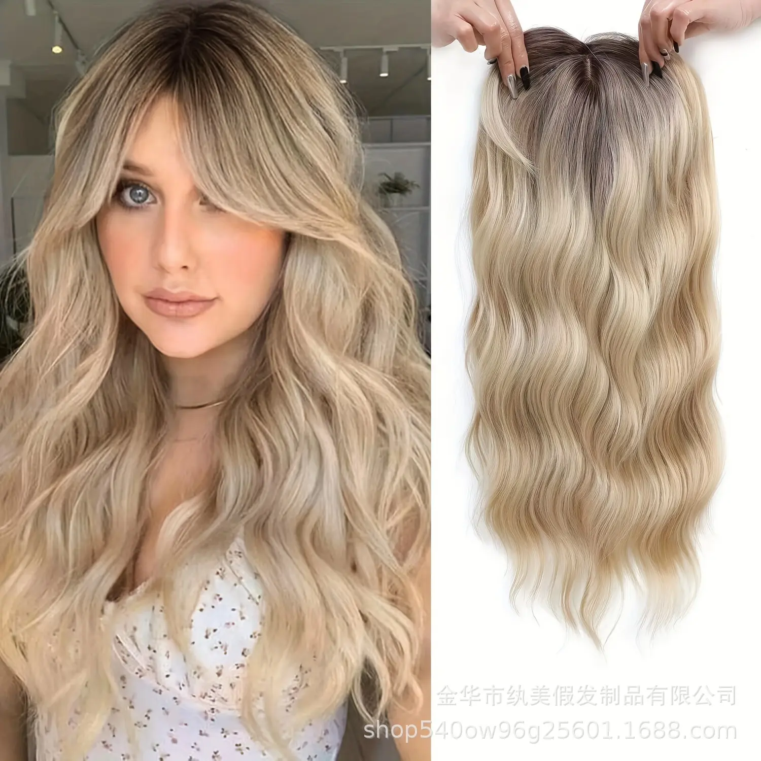 22-Inch Clip-On Women's Hair Accessories Elegant Adds Volume Resistant To Heat Synthetic Hair Pieces Black Brown Wavy Curly