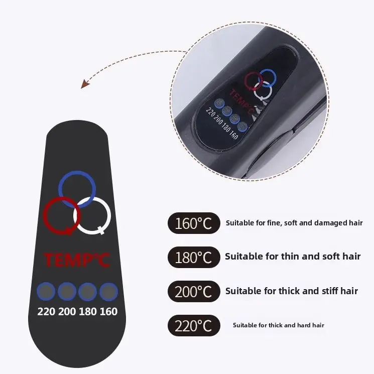 Instant Heat Hair Straightening Iron Salon Quality Large Curling Wand Dry Wet Dual Purpose Non-Damaging Hair Styling Tool