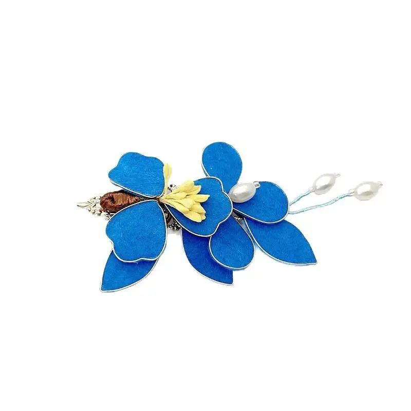 Handmade Chinese Style Velvet Flower Hairpin Women's Ancient Style Headwear Hanfu National Style Accessories Plain Substitute