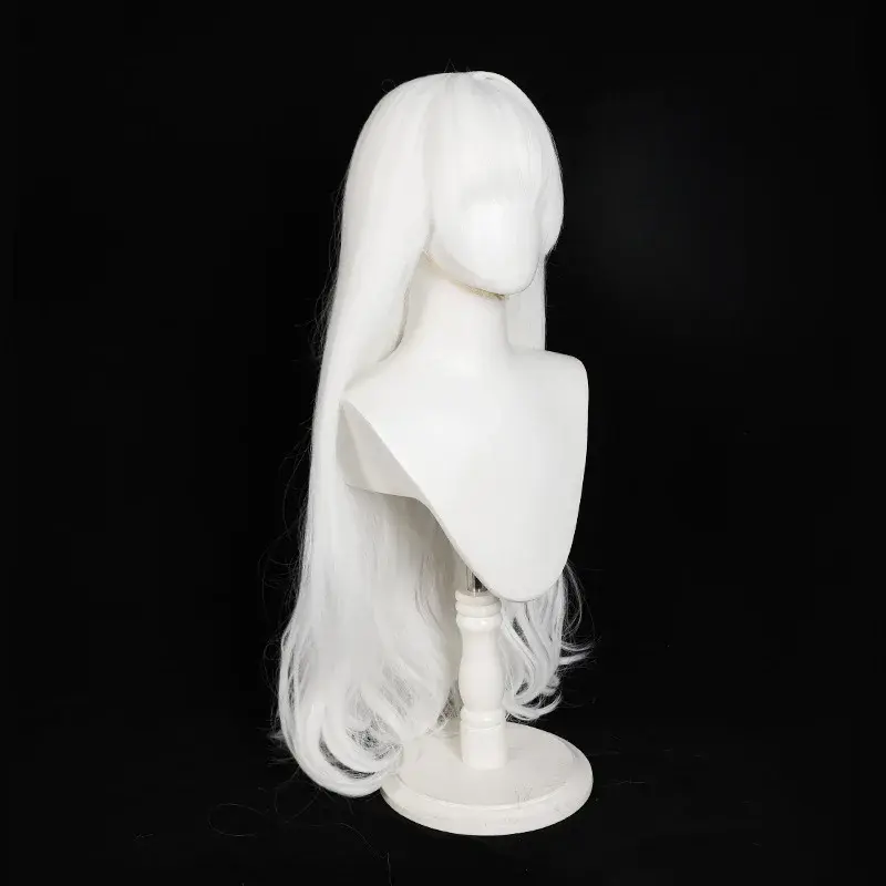 SummerPockets White Feather Cosplay Wig Long Curly Hair Fake Hair Extension Anime Reality Show Mechanism Hair Cover
