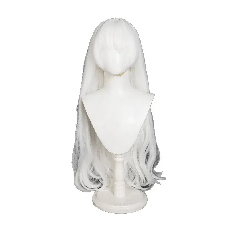 SummerPockets White Feather Cosplay Wig Long Curly Hair Fake Hair Extension Anime Reality Show Mechanism Hair Cover