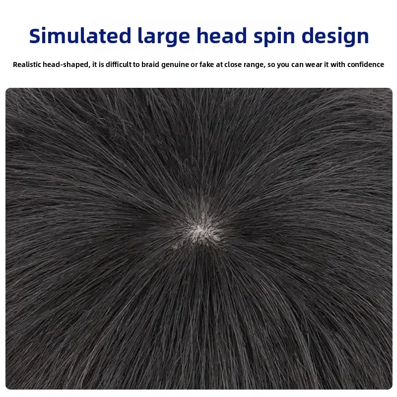 Lightweight Breathable Men's Hairpiece Patch Stylish Short Hair Block Covering White Suitable for Home Use Asian Fiber Top Piece