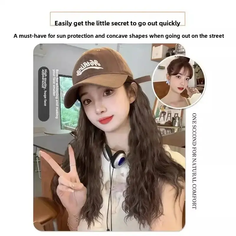 Larger Version Sheepskin Curling Wig Hat Full Head Cover New Style Asian Fiber Hats And Hair Bands Extensions Origin China