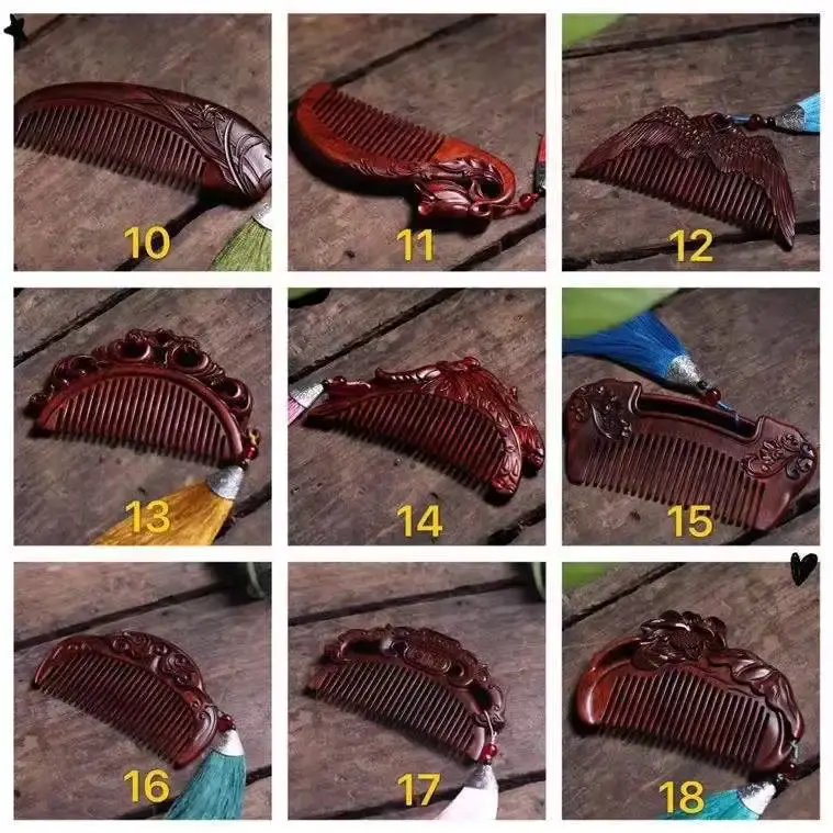 Massaging Ivory Wood Comb Floral Carving Wedding Celebration Couples Mom Girlfriend Wife Home Use Hair Care Professional Tool