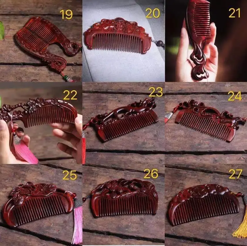 Massaging Ivory Wood Comb Floral Carving Wedding Celebration Couples Mom Girlfriend Wife Home Use Hair Care Professional Tool