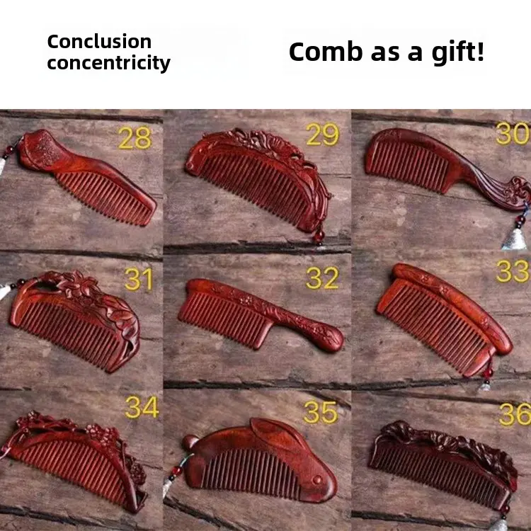 Massaging Ivory Wood Comb Floral Carving Wedding Celebration Couples Mom Girlfriend Wife Home Use Hair Care Professional Tool