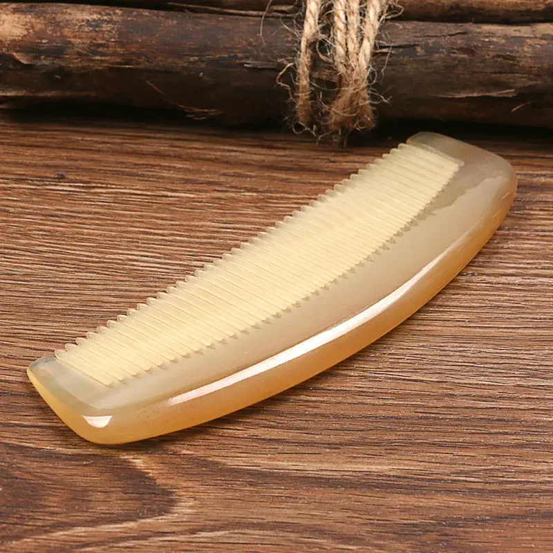 Natural Handmade Anti-static Hair Comb Woolen Horn Comb Fine Tooth Massage Comb Professional Salon Use For Blacks And Wigs