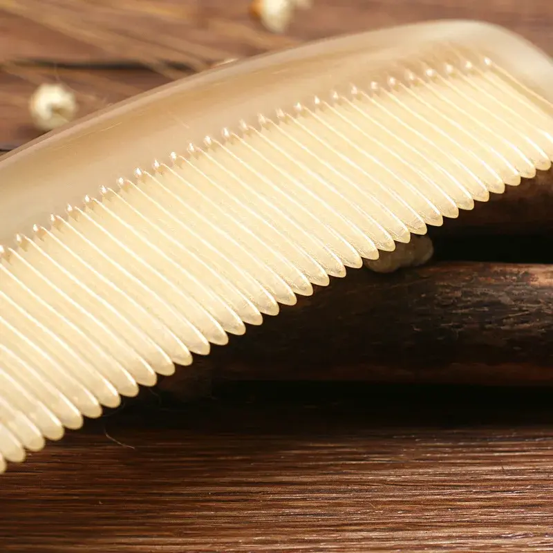 Natural Handmade Anti-static Hair Comb Woolen Horn Comb Fine Tooth Massage Comb Professional Salon Use For Blacks And Wigs