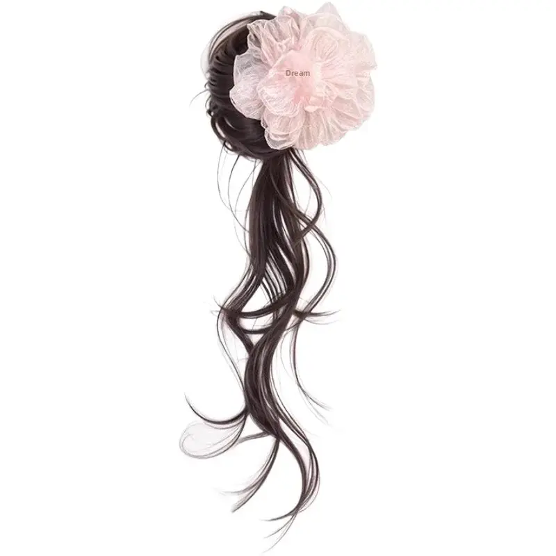 Natural Fluffy Women's Wig Camellia Dragon Beard Flower Bud Bun Hair Clip Hairdressing Tool Fake Hair Bundle from Mainland China