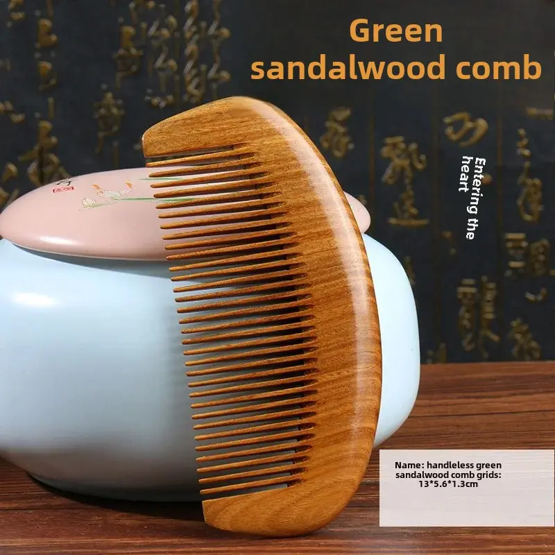 Wide-Tooth Wooden Comb Anti-Static Hair Care For Home Use Green Ebony Wood Long-Handle Hair Comb Professional Salon Use