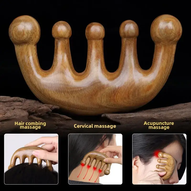 Wide-Tooth Wooden Comb Anti-Static Hair Care For Home Use Green Ebony Wood Long-Handle Hair Comb Professional Salon Use