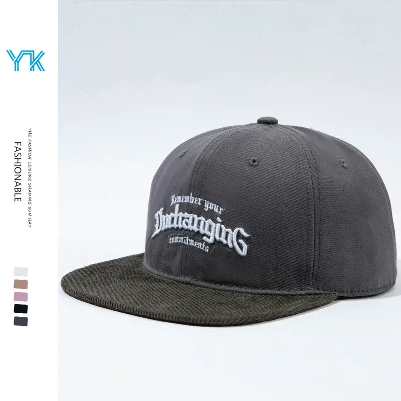 Stylish Retro American Flat Brim Baseball Cap Women's Wide Brim Sunshade Embroidered 3D Stitching Bucket Hat Fashionable Streetw