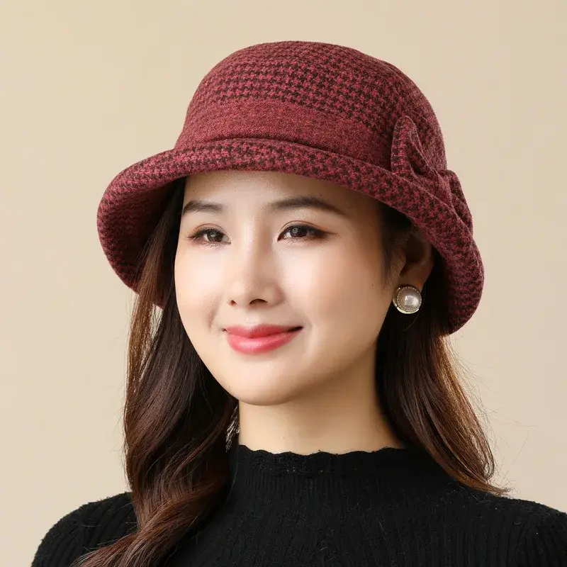 Warm Fisherman Hat for Middle-Aged And Elderly Women Grandmothers Old Ladies Winter Cap Stylish Knit Beret Keep Head Warm