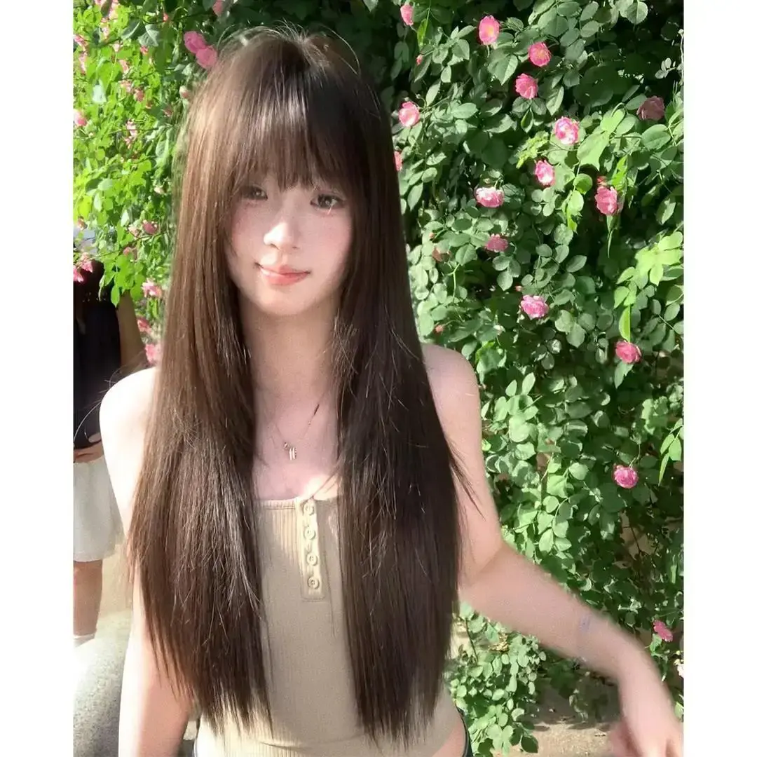 Upgraded Women's Wig Full Head Set Long Straight Hair Lolita Style Hair Extension Asian Synthetic Fiber Hair Cap Origin China