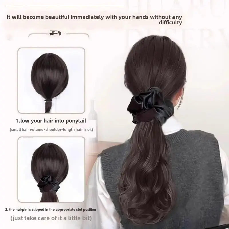 Women's Fake Hair Braids Lazy Layered Curl Tail Low Ponytail Natural Looking Artificial Horse Tail Braid Korean Style Hair Acces