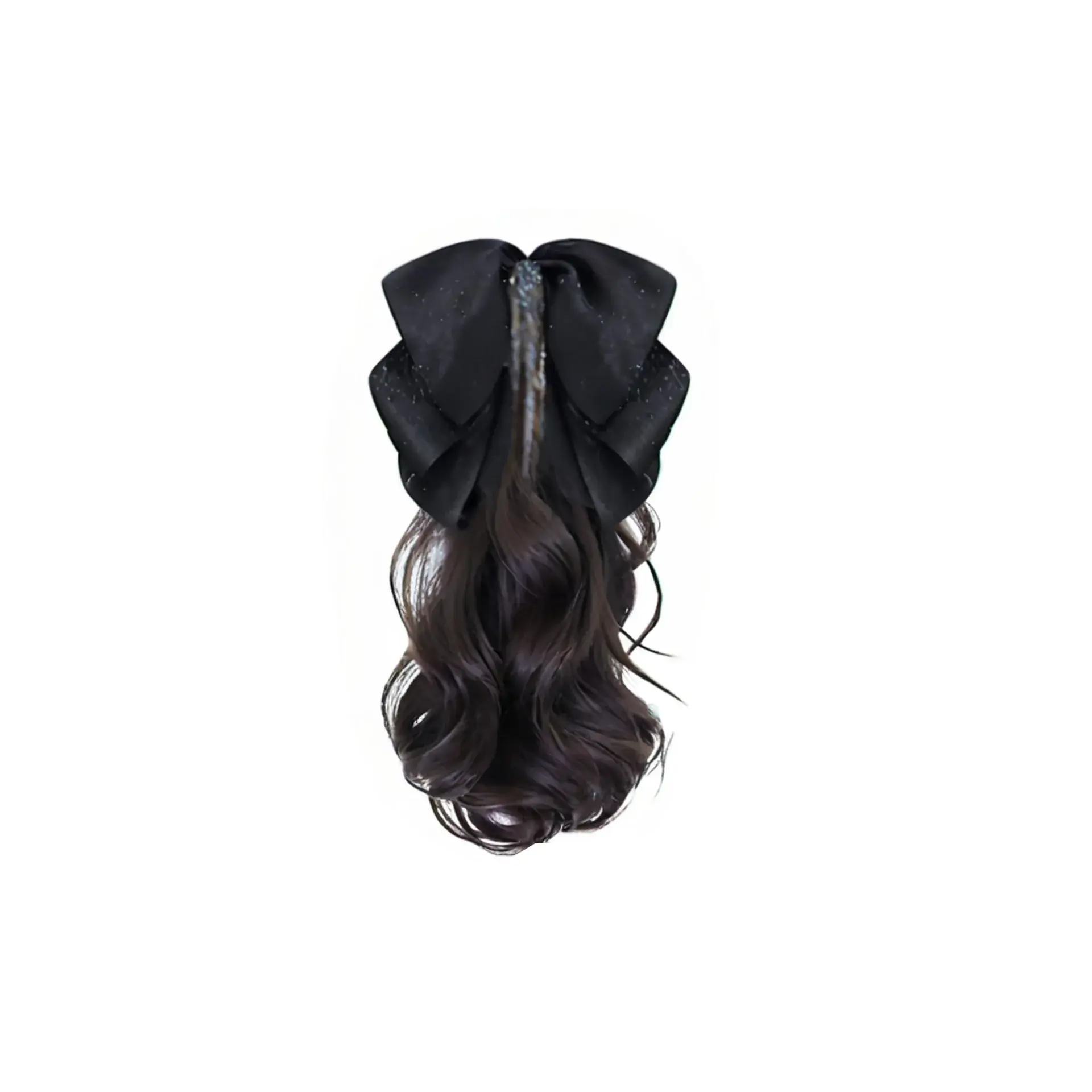 High Ponytail Wig Women's Long Curling Tassel Butterfly Knot Hair Clip Fake Braid Low Ponytail Wig Asian Fiber Tail