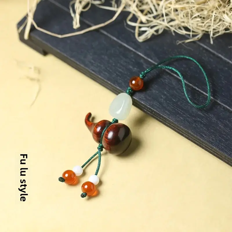 Baifuxiao Yezhi Purple Wood Mobile Phone Chain Key Pendant Lucky Plant Gourd Jade Lotus Flower Redwood Pendant Jewelry Accessori