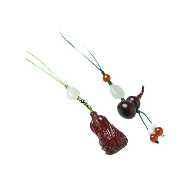 Baifuxiao Yezhi Purple Wood Mobile Phone Chain Key Pendant Lucky Plant Gourd Jade Lotus Flower Redwood Pendant Jewelry Accessori
