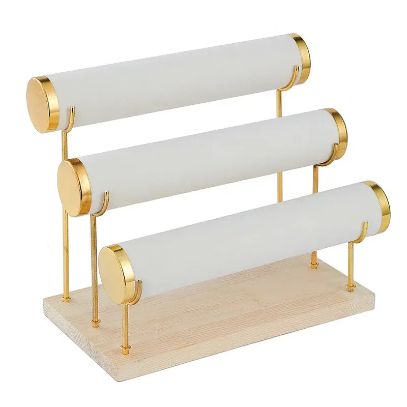 High-End Feeling Wooden Velvet Metal Jewelry Display Stand Bracelet Jewelry Rack Perfume Display Stand Jewelry Packaging